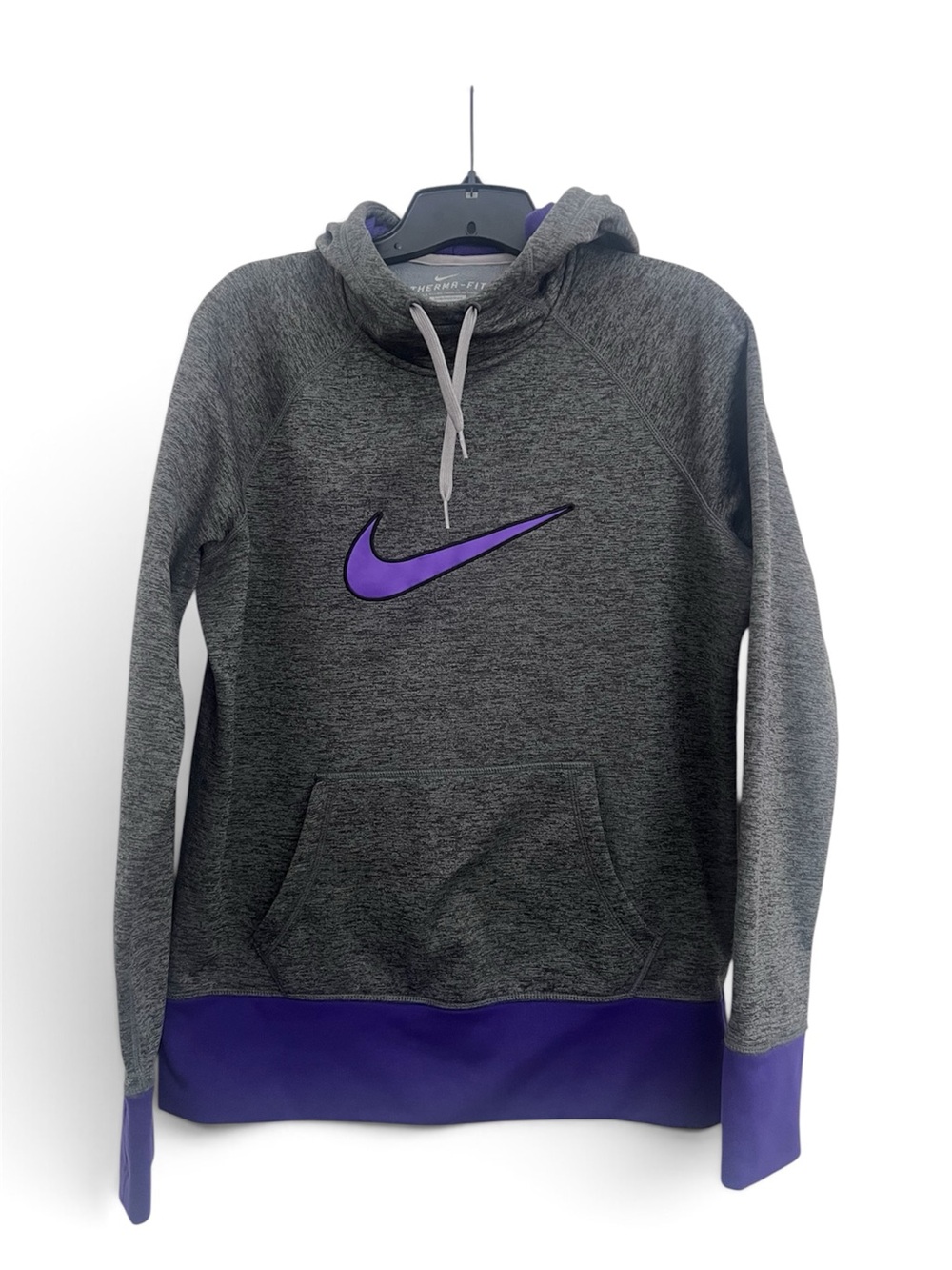 Nike Grey Heather Hoodie with Purple Accents